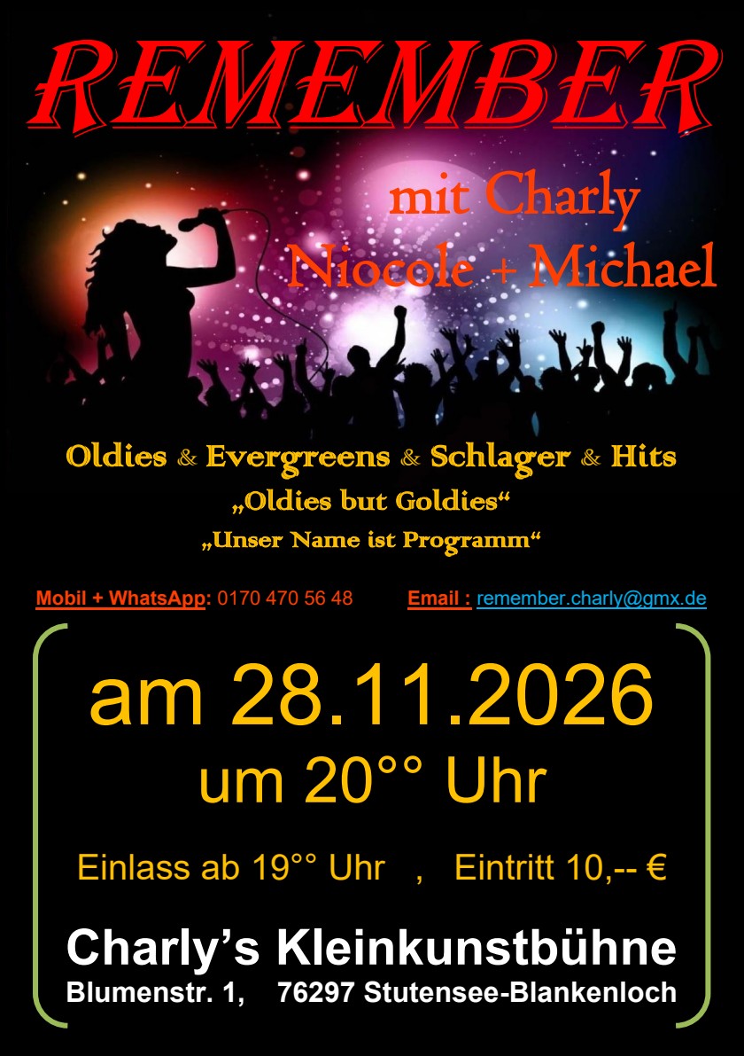 Flyer für REMEMBER mit Charly Nicole + Michael